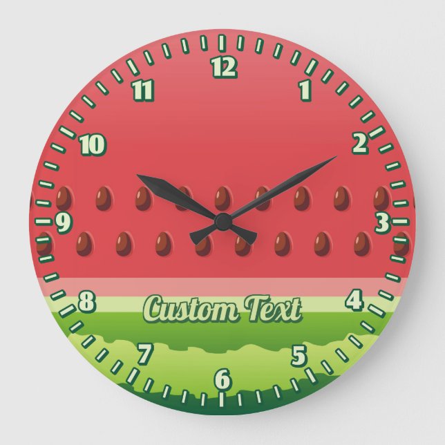 Wassermelone Hintergrund Große Wanduhr (Vorderseite)