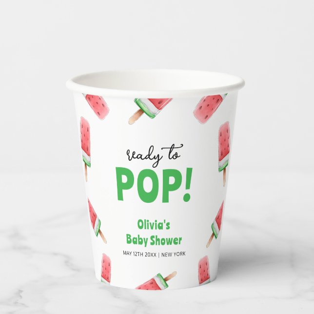 Wassermelone Ice Cream Popcicle Baby Dusche Pappbecher (Vorderseite)
