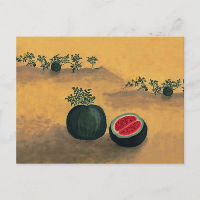 Wassermelone im Garten Postkarte (Vorderseite)