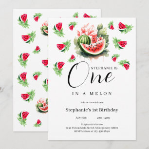 Wassermelone in einer Melone 1. Geburtstag Party Einladung