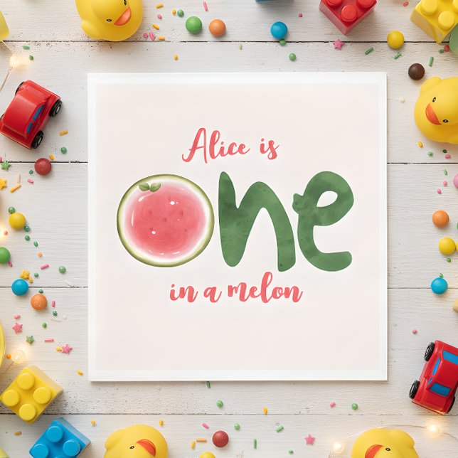 Wassermelone in einer Melone ersten Geburtstag Serviette (Von Creator hochgeladen)