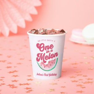 Wassermelone in Melon Retro Erster Geburtstag Pappbecher