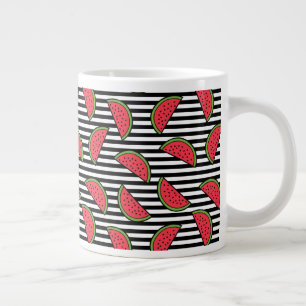 Wassermelone in Schwarz-Weiß-Streifen Jumbo-Tasse