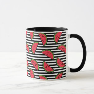 Wassermelone in Schwarz-Weiß-Streifen Tasse
