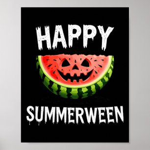 Wassermelone Jack O Kürbislaterne Sommer Halloween Poster
