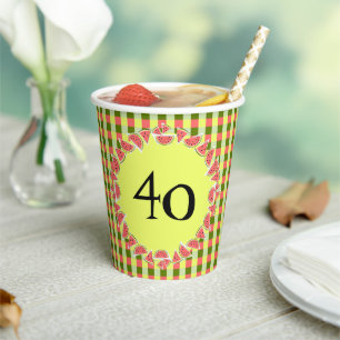 Wassermelone Karo Alter 40 Pappbecher