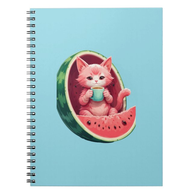 Wassermelone Katze Kaffeepause Notizblock (Vorderseite)