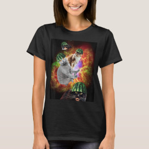 Wassermelone Katze Weltraum Galaxie Katzen T-Shirt
