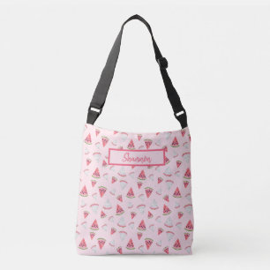 Wassermelone Leckereien Mit Monogramm Tragetaschen Mit Langen Trägern