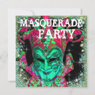 Wassermelone Lime Green Hot Pink Masquerade Party Einladung