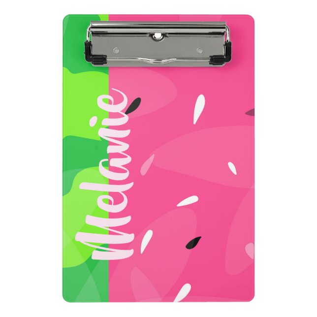 Wassermelone Melon Seeds Pink Green Personalisiert Mini Klemmbrett (Vorderseite)