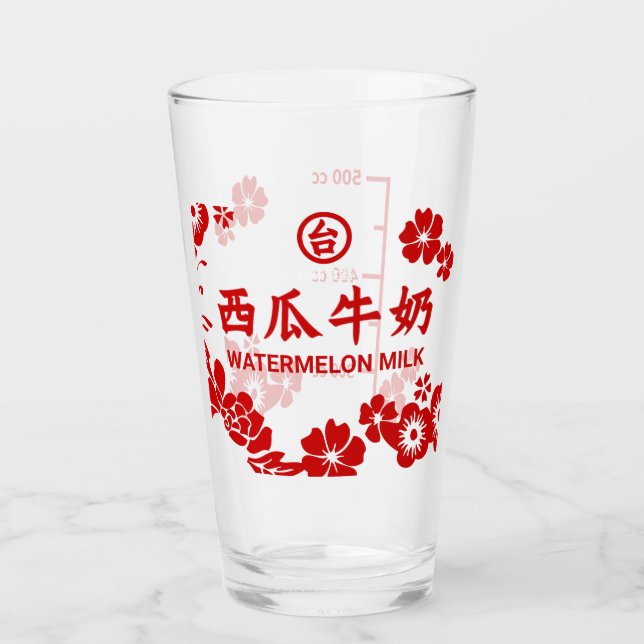 Wassermelone Milchglas Glas (Vorderseite)