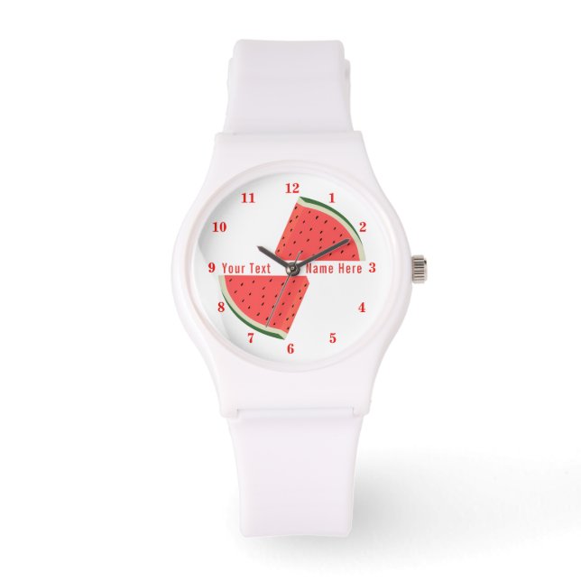 Wassermelone mit benutzerdefiniertem Text Armbanduhr (Vorderseite)