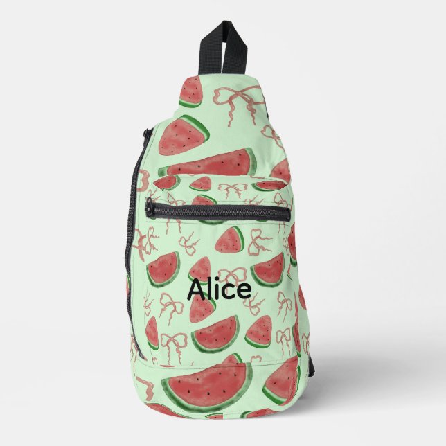 Wassermelone mit Bogen Crossbody Bag (Vorderseite)