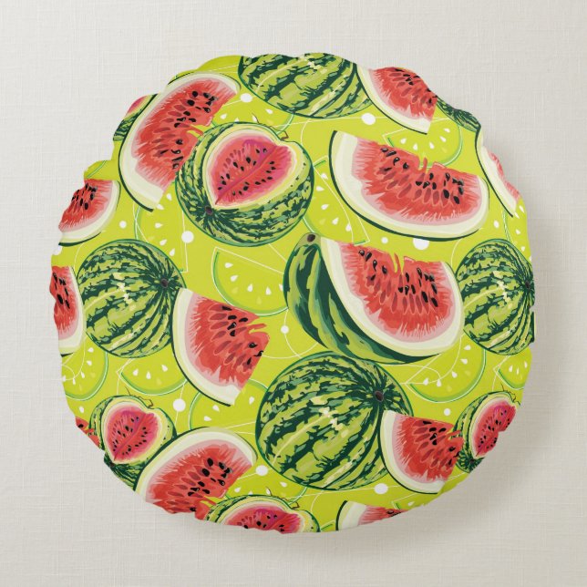 Wassermelone-Muster 2 Rundes Kissen (Vorderseite)