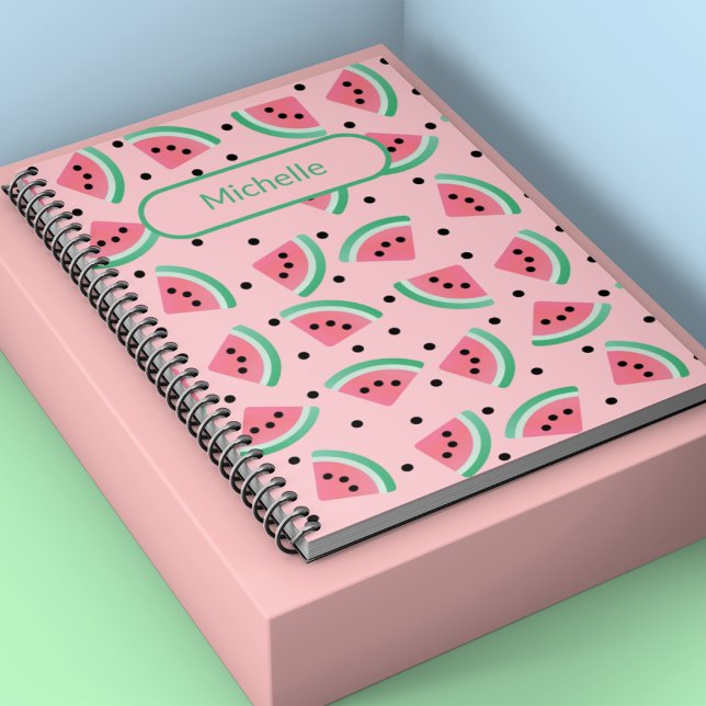 Wassermelone-Muster Fruchtpink-individuelle Name Notizblock (Watermelon pattern fruit pink custom name notebook)