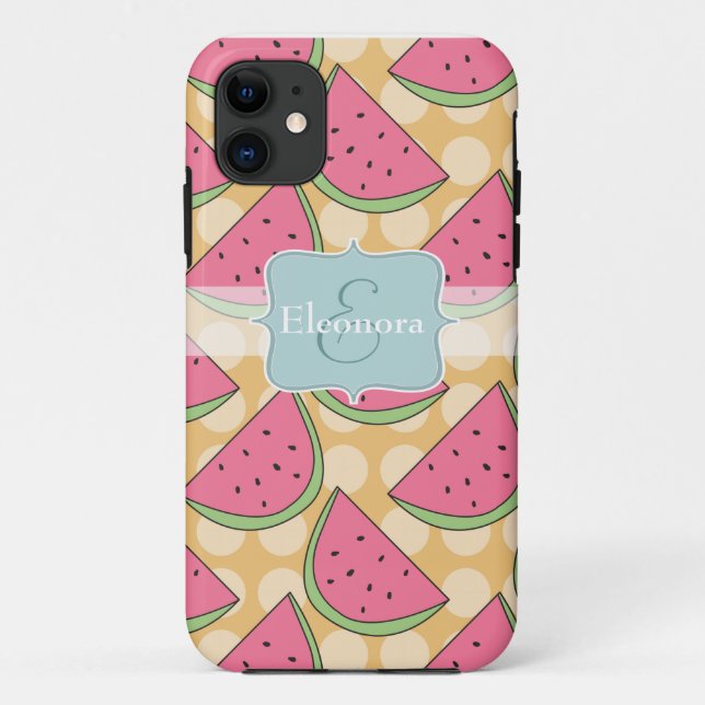Wassermelone-Muster, orange Tupfen Case-Mate iPhone Hülle (Rückseite)