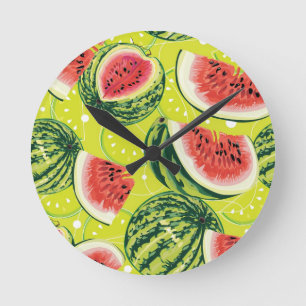 Wassermelone-Muster Runde Wanduhr