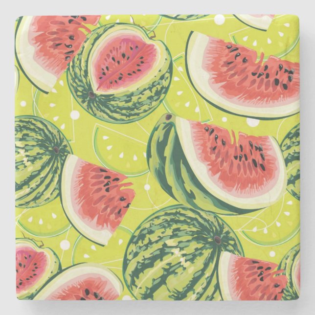 Wassermelone-Muster Steinuntersetzer (Vorderseite)