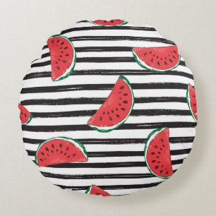 Wassermelone Nahtloses Muster Streifen Rundes Kissen