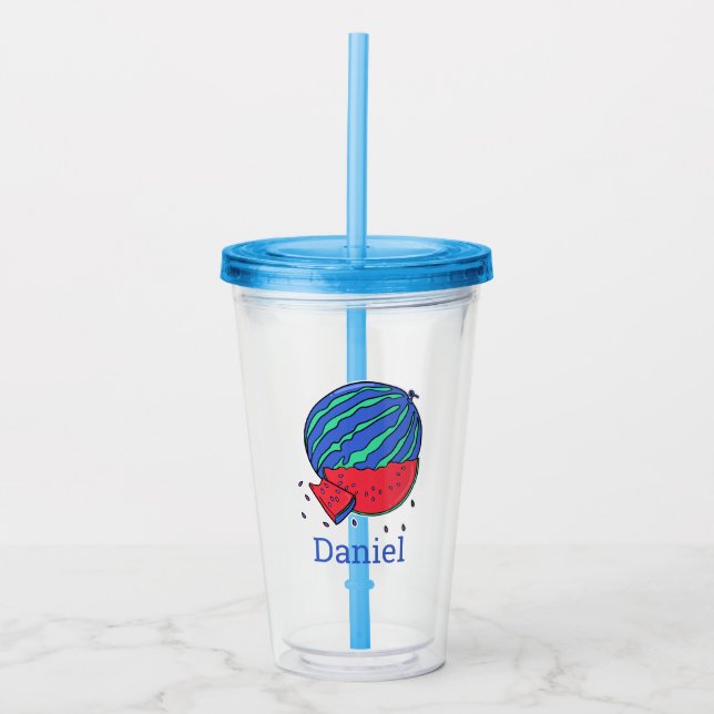 Wassermelone Obst und Personalisiert Acryltrinkbecher (Vorderseite)