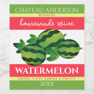 Wassermelone Obstwein personalisiert Weinetikett