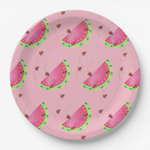 Wassermelone-Pappteller des Marienkäfers Pappteller