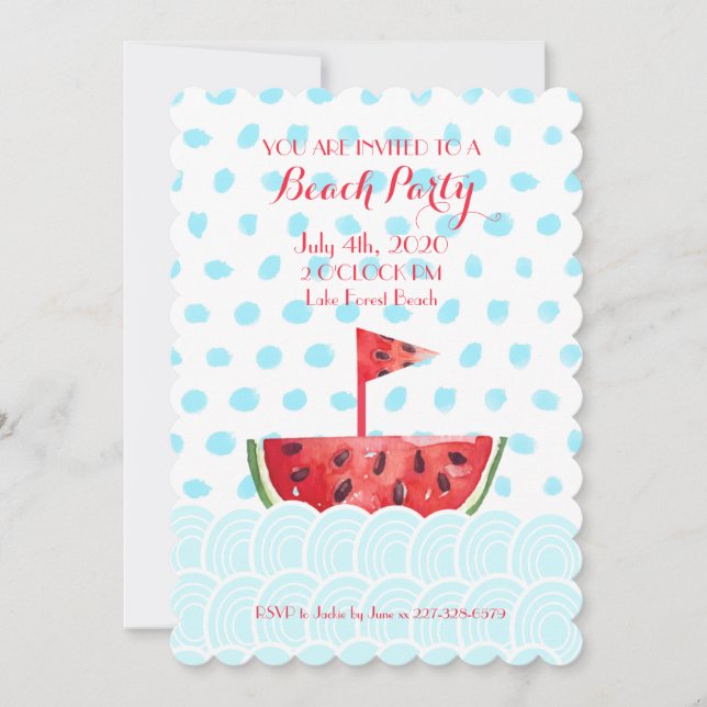 Wassermelone Party Einladung (Vorderseite)