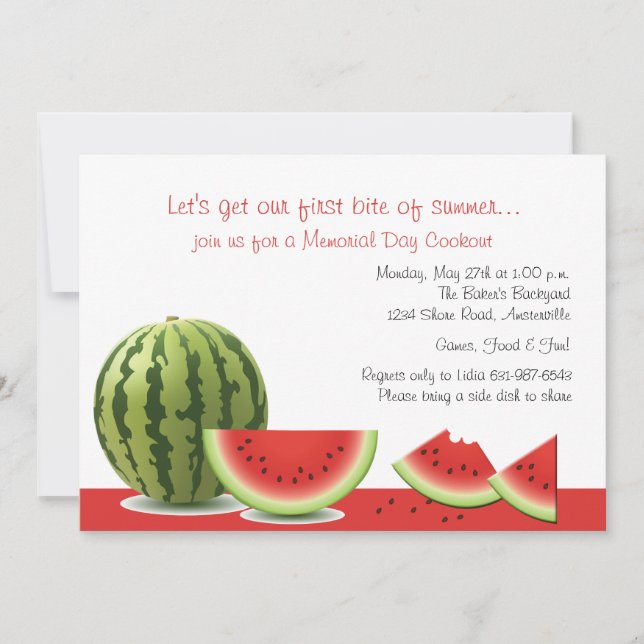 Wassermelone-Party Einladung (Vorderseite)