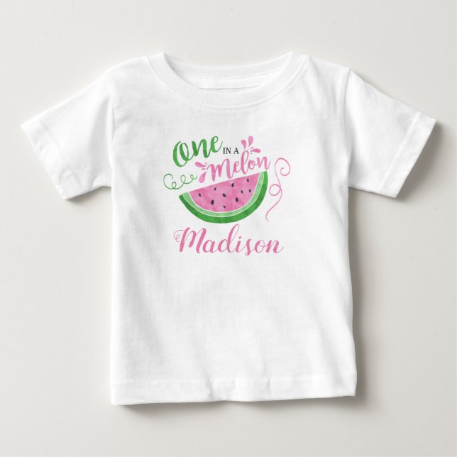 Wassermelone-personalisiertes rosa baby t-shirt (Vorderseite)