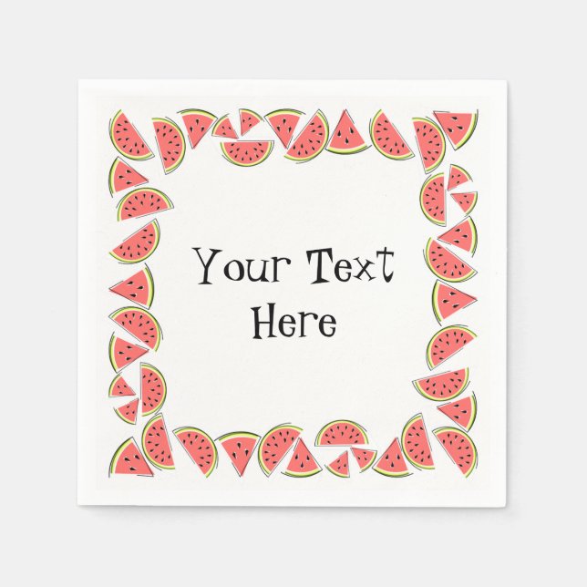 Wassermelone Pieces Square Text napkins Papier Serviette (Vorderseite)