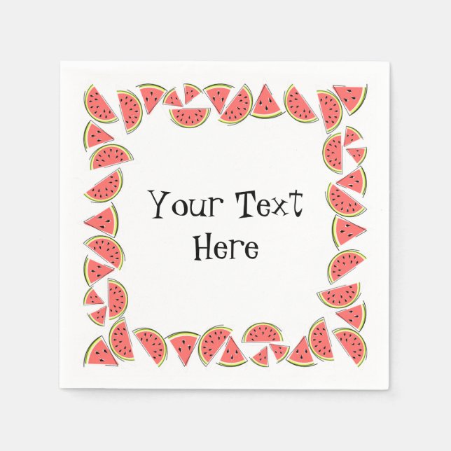 Wassermelone Pieces Square Text napkins Papier Serviette (Vorderseite)