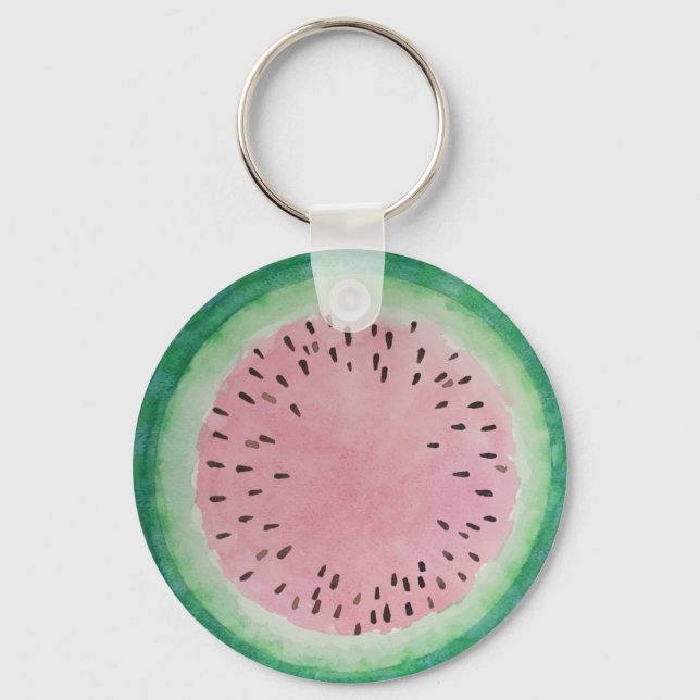 Wassermelone Pink & Green Hand Lackierung Wasserfa Schlüsselanhänger (Vorderseite)