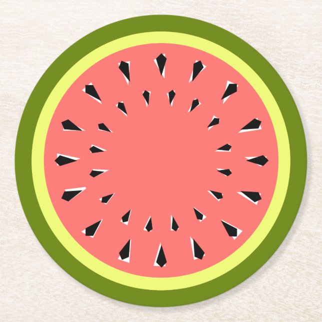 Wassermelone Pink Runder Pappuntersetzer (Vorderseite)