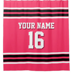 Wassermelone Pink Schwarz-weiß Stripes Sports Jers Duschvorhang