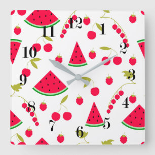 Wassermelone Quadratische Wanduhr