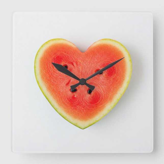 Wassermelone Quadratische Wanduhr (Vorderseite)