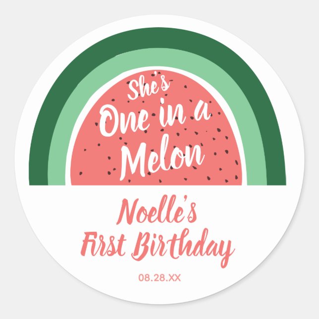 Wassermelone Regenbogen, Sie ist eins in einem Mel Runder Aufkleber (Vorderseite)