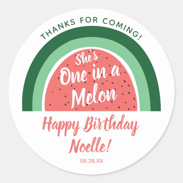 Wassermelone Regenbogen, Sie ist eins in einem Mel Runder Aufkleber (Vorderseite)