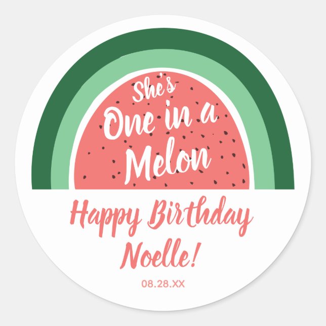 Wassermelone Regenbogen, Sie ist eins in einem Mel Runder Aufkleber (Vorderseite)