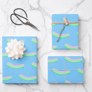 Wassermelone Rind and Seeds Kawaii Food Geschenkpapier Set