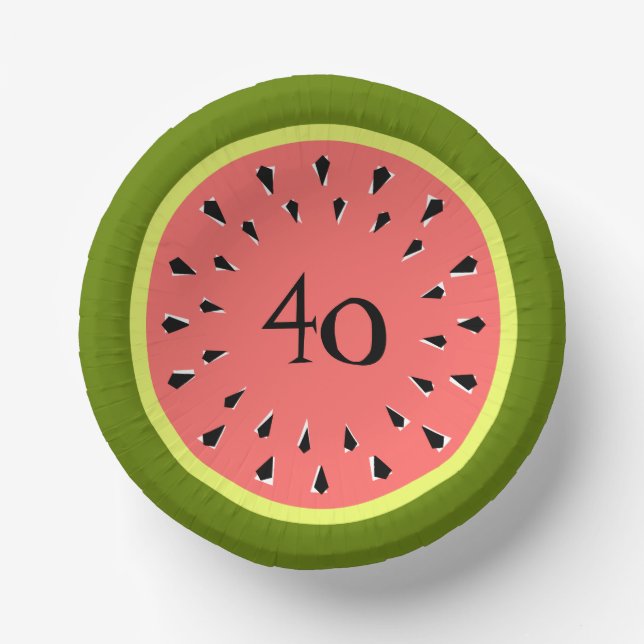 Wassermelone Rosa 40 Jahre Pappteller (Vorderseite)