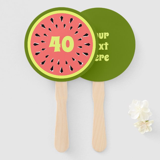 Wassermelone Rosa Alter 40 Text Fächer (Vorne und Hinten)