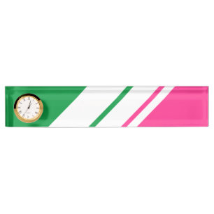 Wassermelone Rosa grüne, weiße Streifen Uhr Namensplakette