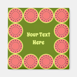 Wassermelone Rosa Textquadrat Magnet