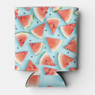 Wassermelone, rot auf blau, Sommer. Dosenkühler