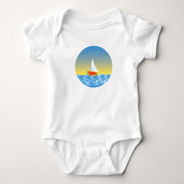 Wassermelone Sailboat Baby Strampler (Vorderseite)