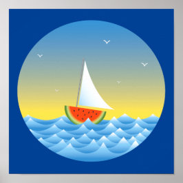 Wassermelone Sailboat Poster