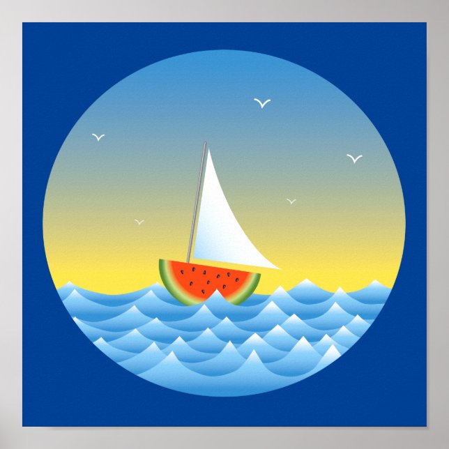Wassermelone Sailboat Poster (Vorne)