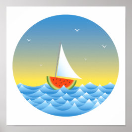 Wassermelone Sailboat Poster